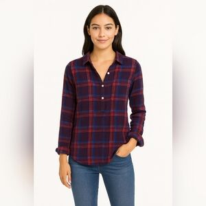 SO Women's Casual Plaid Shirt - Red and Blue